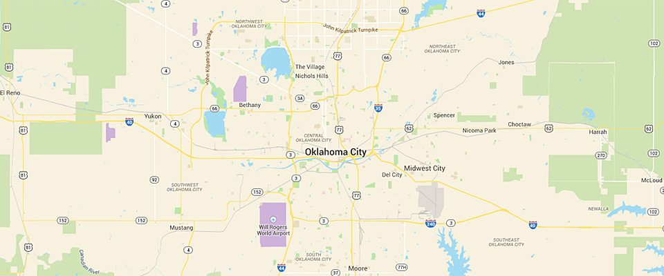 Oklahoma City Dumpster Rental Service Area Map